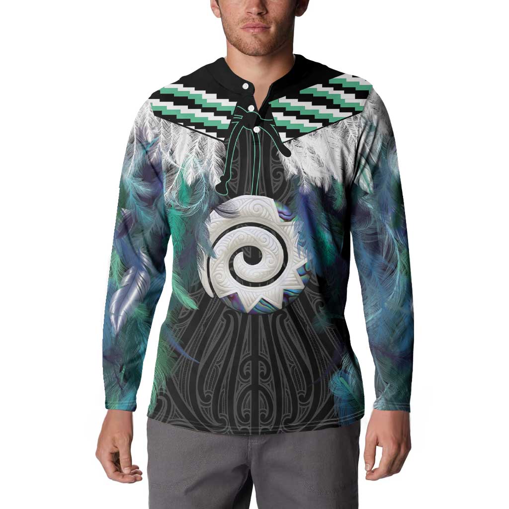 Aotearoa Korowai Motif Button Sweatshirt Maori Koru Poutama