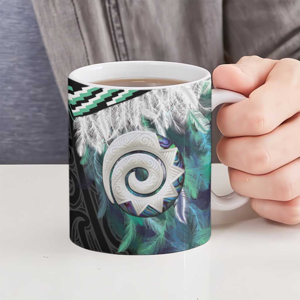 Aotearoa Korowai Motif Ceramic Mug Maori Koru Poutama - Aussie Hoodie
