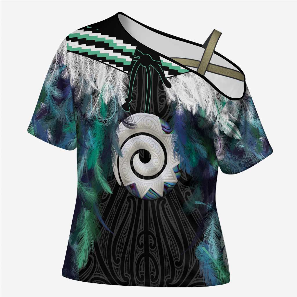 Aotearoa Korowai Motif Cross Shoulder Shirt Maori Koru Poutama - Aussie Hoodie