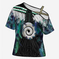 Aotearoa Korowai Motif Cross Shoulder Shirt Maori Koru Poutama - Aussie Hoodie