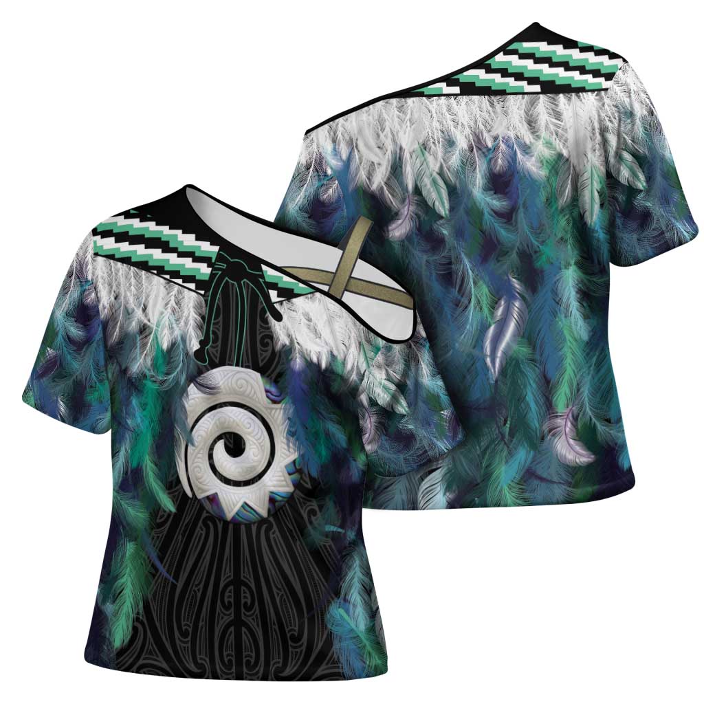 Aotearoa Korowai Motif Cross Shoulder Shirt Maori Koru Poutama - Aussie Hoodie