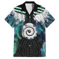 Aotearoa Korowai Motif Family Matching Off The Shoulder Long Sleeve Dress and Hawaiian Shirt Maori Koru Poutama