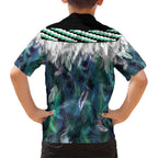 Aotearoa Korowai Motif Family Matching Summer Maxi Dress and Hawaiian Shirt Maori Koru Poutama