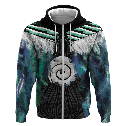 Aotearoa Korowai Motif Hoodie Maori Koru Poutama