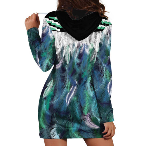 Aotearoa Korowai Motif Hoodie Dress Maori Koru Poutama