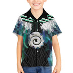 Aotearoa Korowai Motif Kid Hawaiian Shirt Maori Koru Poutama