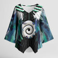 Aotearoa Korowai Motif Kimono Sleeve Blouse Maori Koru Poutama - Aussie Hoodie