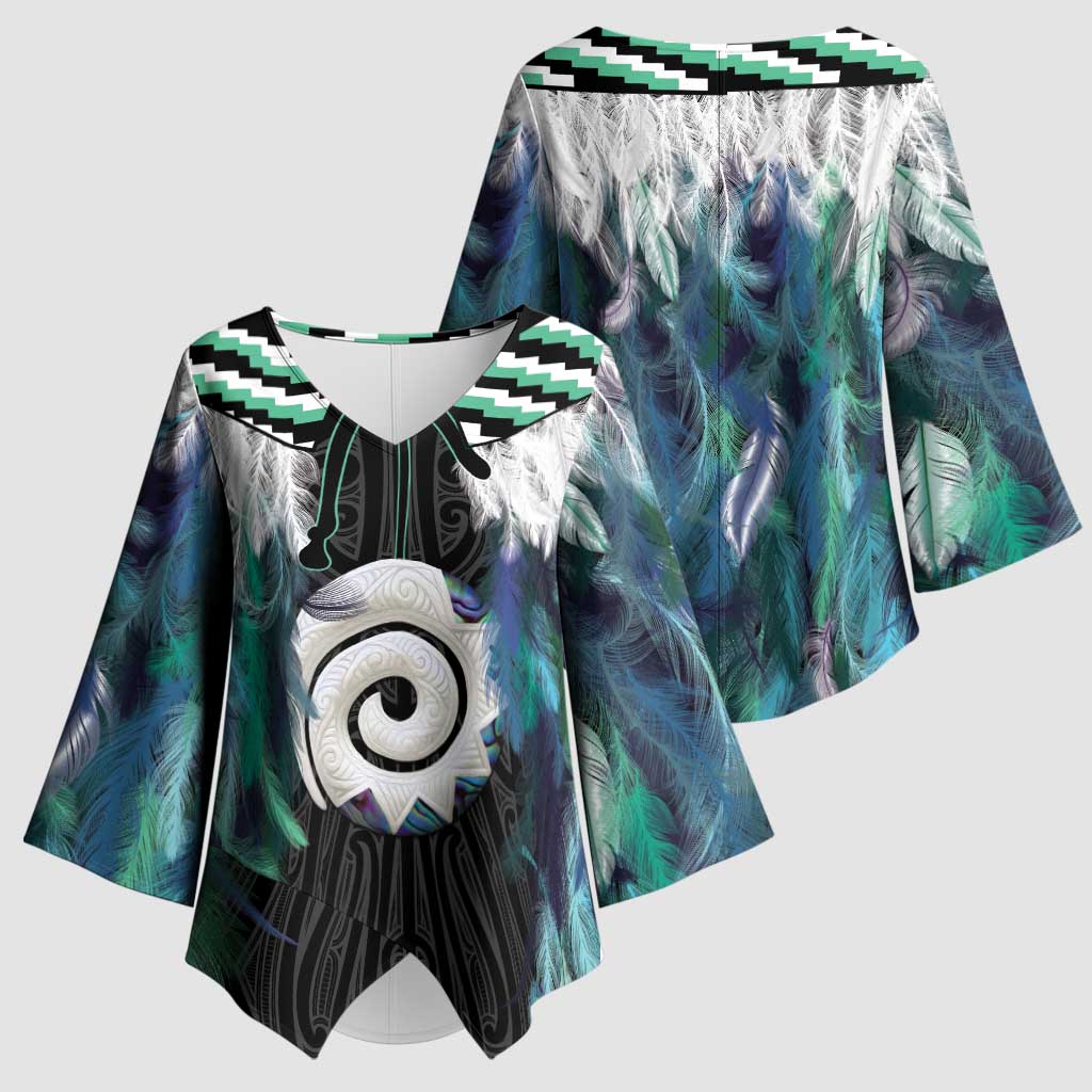 Aotearoa Korowai Motif Kimono Sleeve Blouse Maori Koru Poutama - Aussie Hoodie