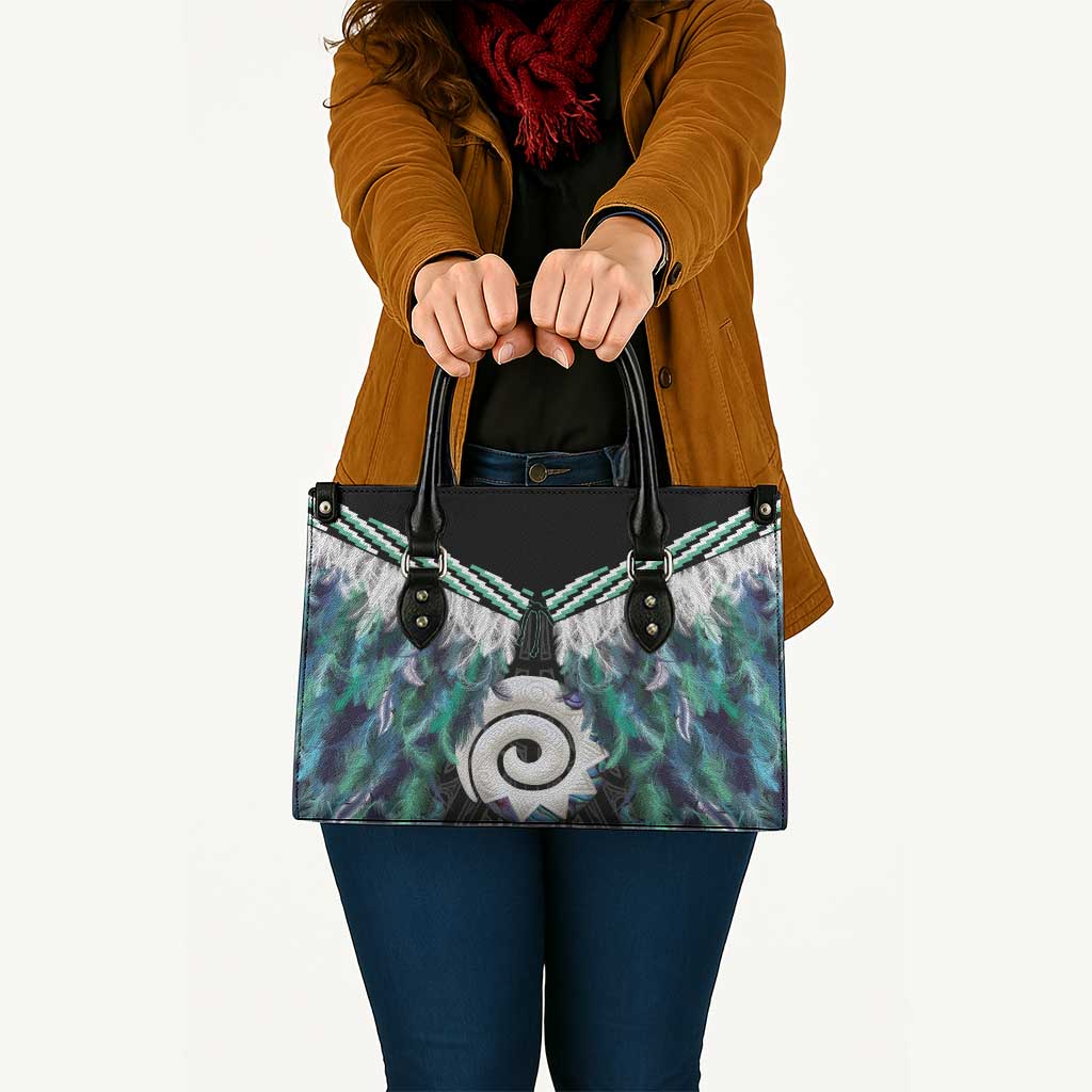 Aotearoa Korowai Motif Leather Bag Maori Koru Poutama - Aussie Hoodie