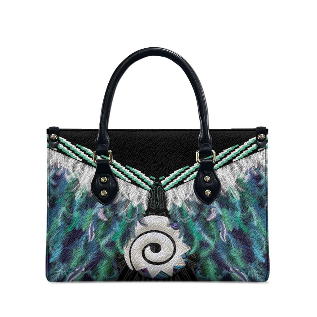 Aotearoa Korowai Motif Leather Bag Maori Koru Poutama - Aussie Hoodie