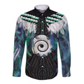 Aotearoa Korowai Motif Long Sleeve Button Shirt Maori Koru Poutama