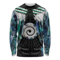 Aotearoa Korowai Motif Long Sleeve Shirt Maori Koru Poutama
