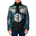 Aotearoa Korowai Motif Padded Jacket Maori Koru Poutama - Aussie Hoodie