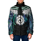 Aotearoa Korowai Motif Padded Jacket Maori Koru Poutama - Aussie Hoodie