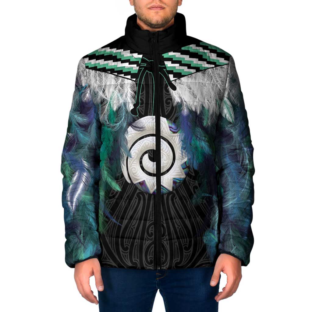 Aotearoa Korowai Motif Padded Jacket Maori Koru Poutama - Aussie Hoodie