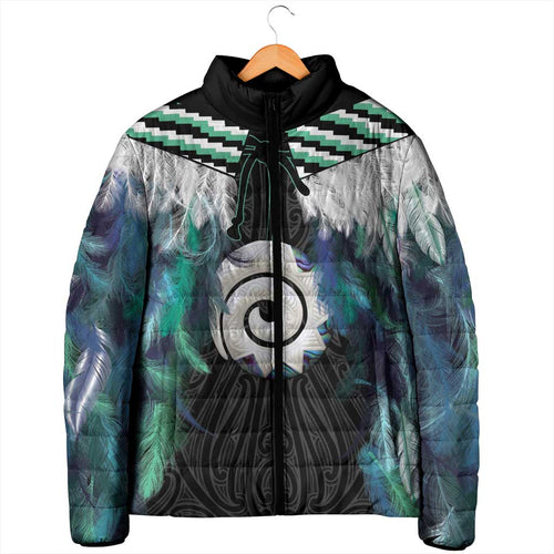 Aotearoa Korowai Motif Padded Jacket Maori Koru Poutama - Aussie Hoodie
