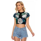 Aotearoa Korowai Motif Raglan Cropped T Shirt Maori Koru Poutama