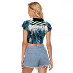 Aotearoa Korowai Motif Raglan Cropped T Shirt Maori Koru Poutama