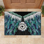 Aotearoa Korowai Motif Rubber Doormat Maori Koru Poutama