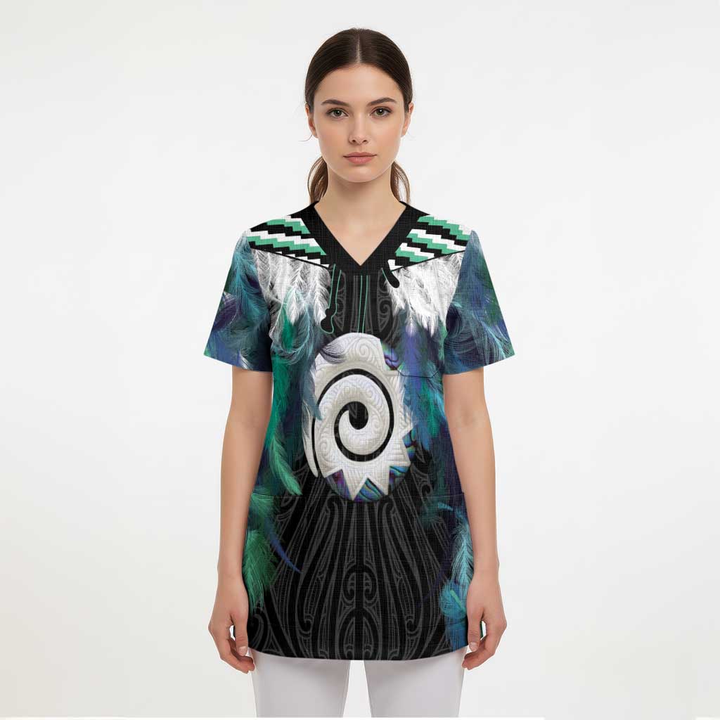 Aotearoa Korowai Motif Scrub Top Maori Koru Poutama - Aussie Hoodie