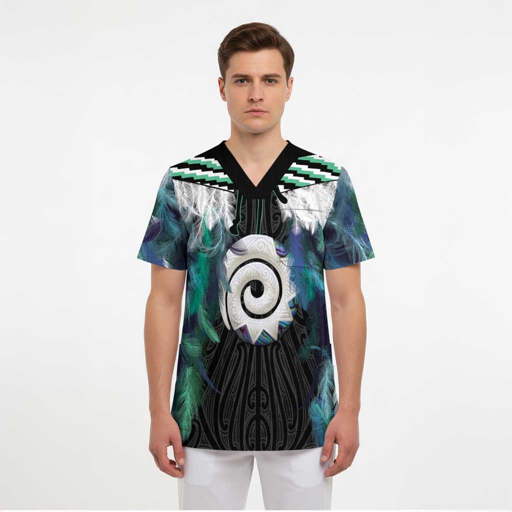 Aotearoa Korowai Motif Scrub Top Maori Koru Poutama - Aussie Hoodie