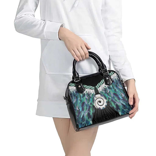 Aotearoa Korowai Motif Shoulder Handbag Maori Koru Poutama