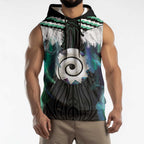 Aotearoa Korowai Motif Sleeveless Hoodie Maori Koru Poutama - Aussie Hoodie