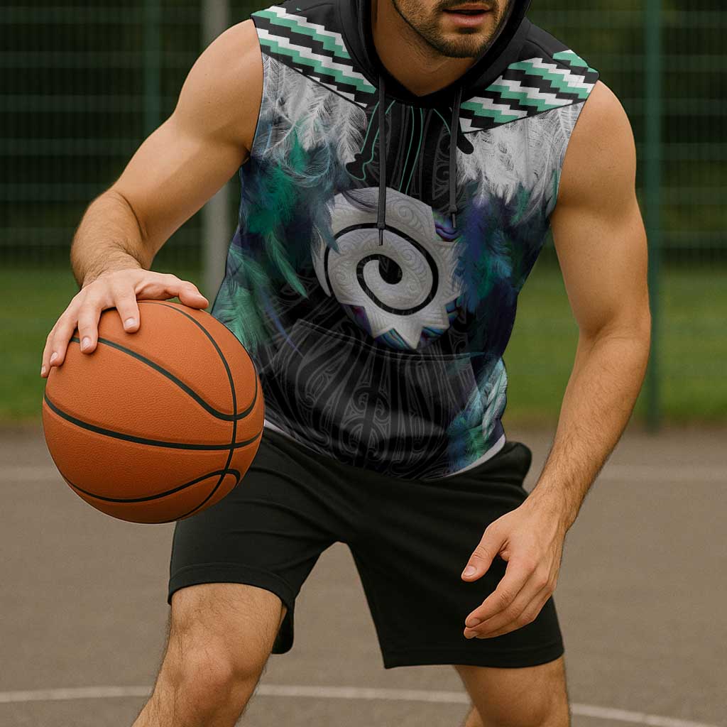 Aotearoa Korowai Motif Sleeveless Hoodie Maori Koru Poutama - Aussie Hoodie