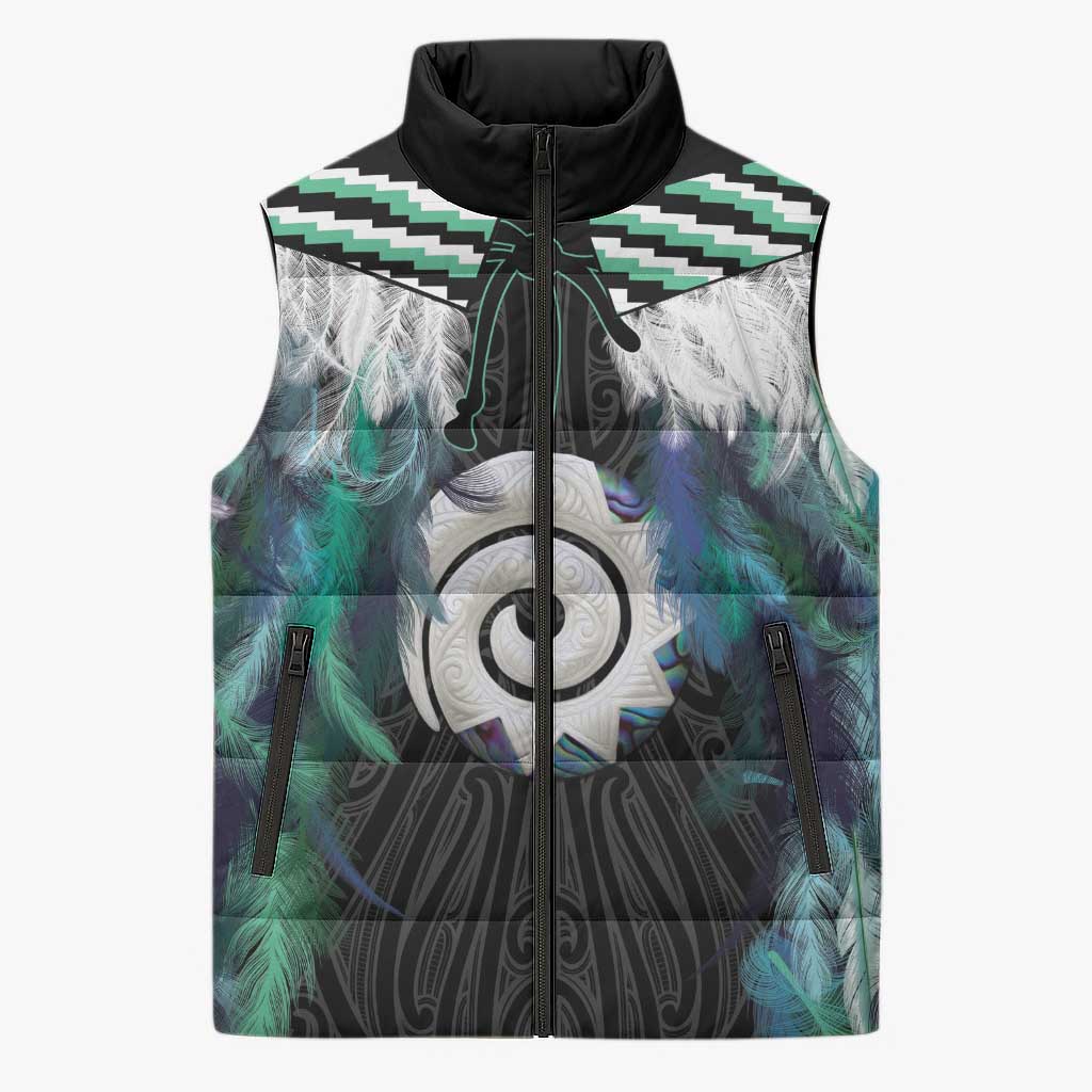 Aotearoa Korowai Motif Sleeveless Puffer Jacket Maori Koru Poutama - Aussie Hoodie
