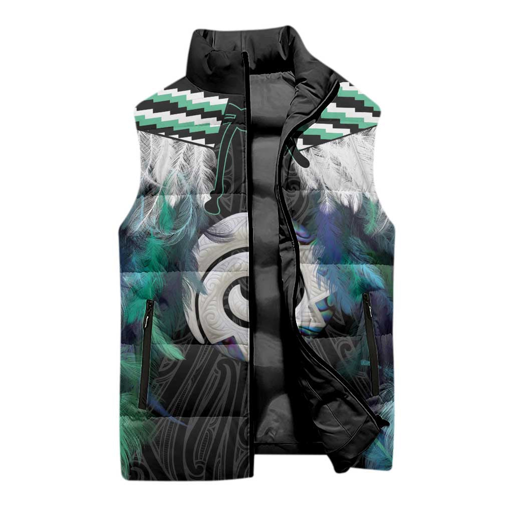 Aotearoa Korowai Motif Sleeveless Puffer Jacket Maori Koru Poutama - Aussie Hoodie