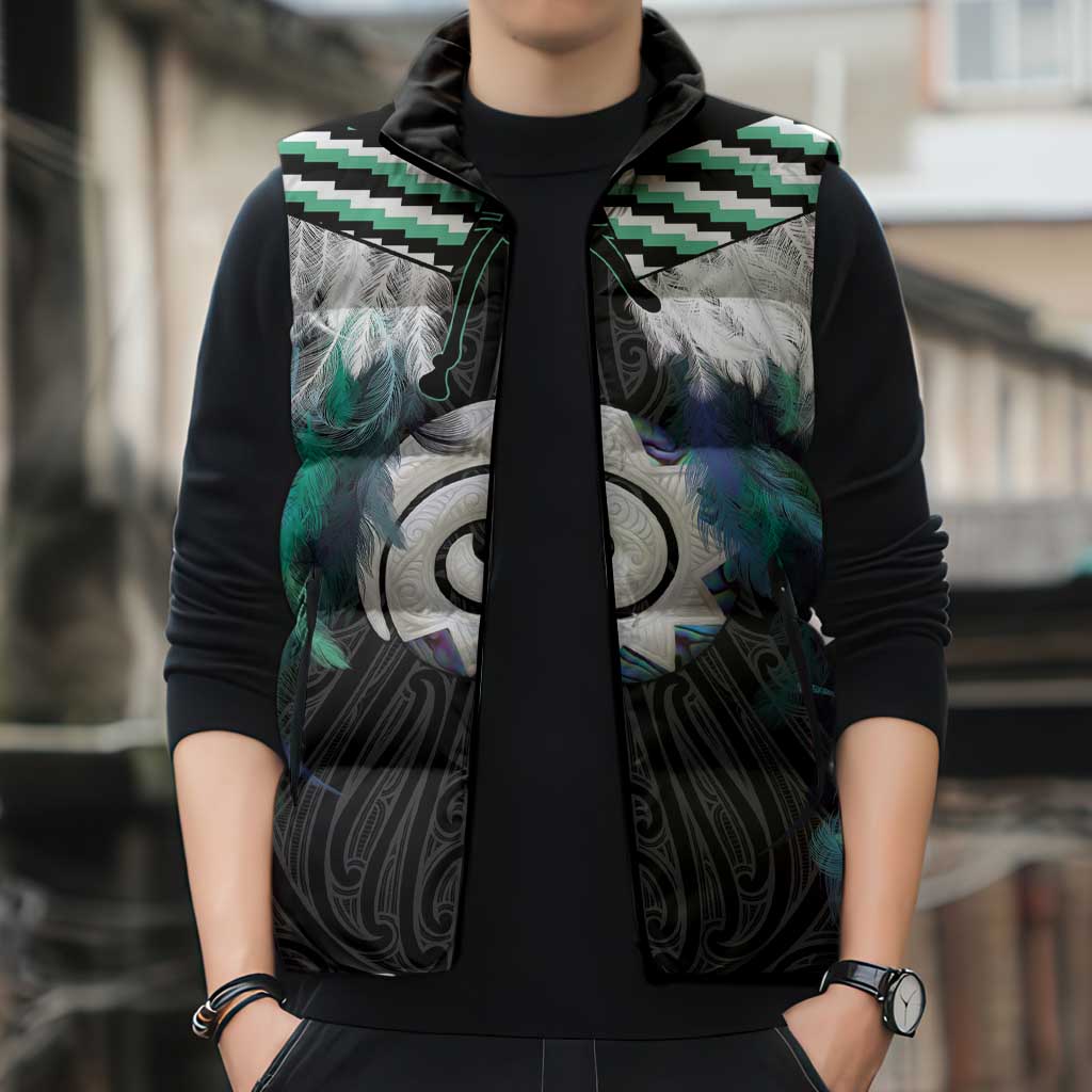 Aotearoa Korowai Motif Sleeveless Puffer Jacket Maori Koru Poutama - Aussie Hoodie