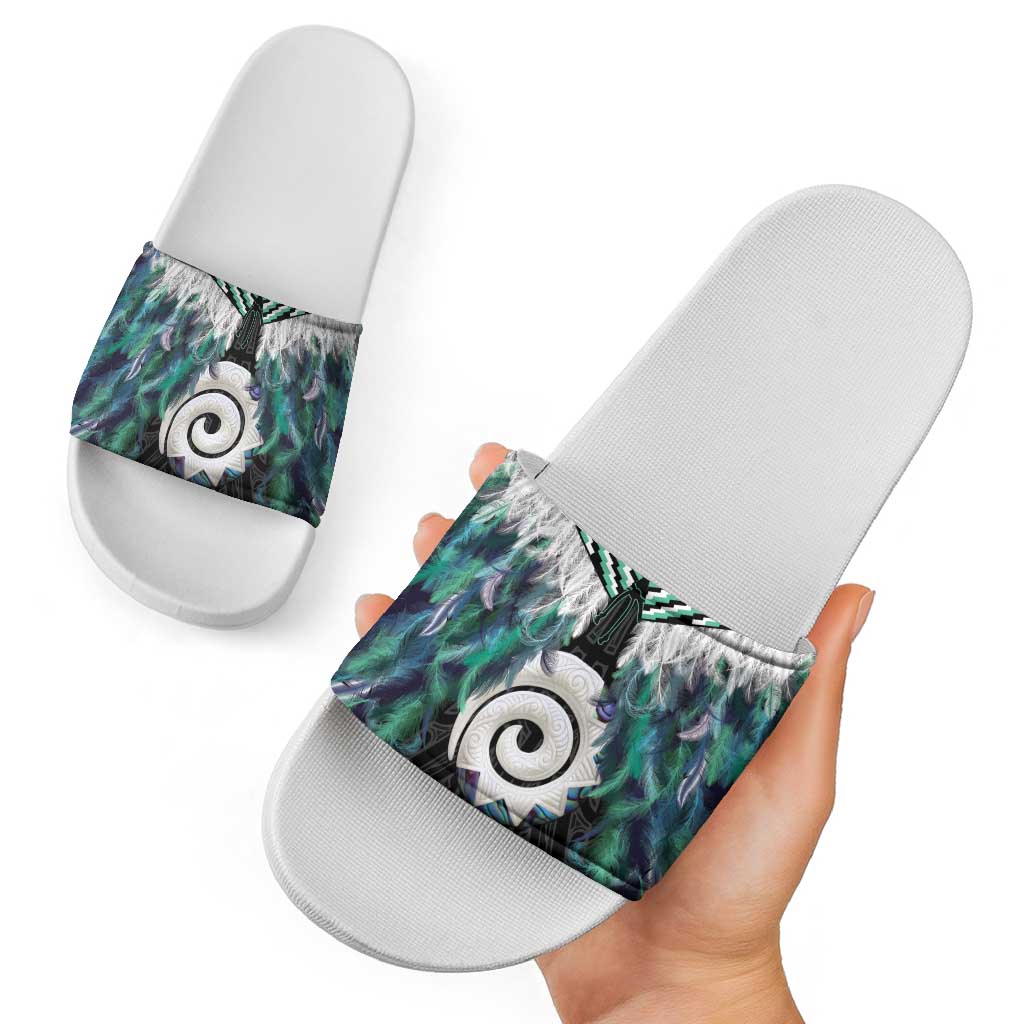 Aotearoa Korowai Motif Slide Sandals Maori Koru Poutama - Aussie Hoodie
