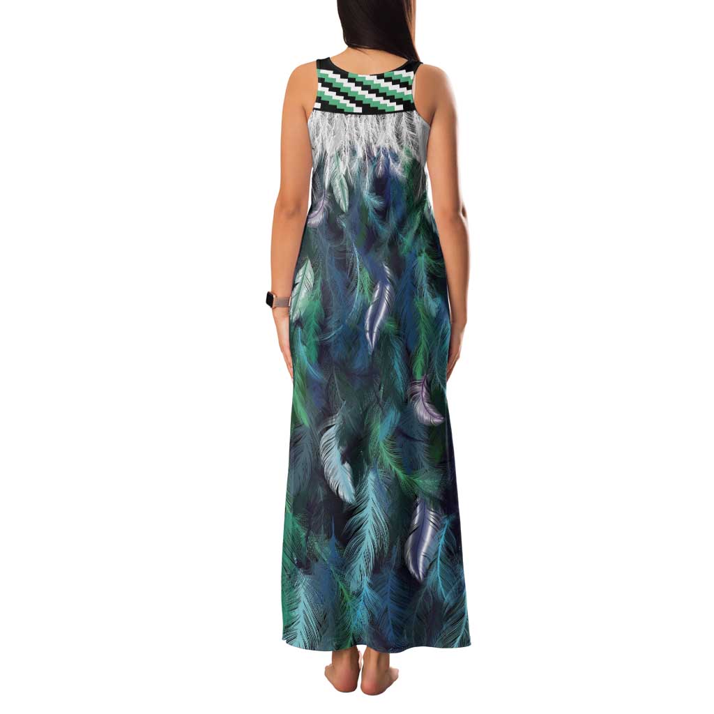 Aotearoa Korowai Motif Tank Maxi Dress Maori Koru Poutama