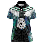 Aotearoa Korowai Motif Women Polo Shirt Maori Koru Poutama
