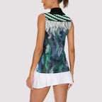 Aotearoa Korowai Motif Women Sleeveless Polo Shirt Maori Koru Poutama