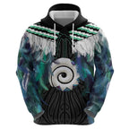 Aotearoa Korowai Motif Zip Hoodie Maori Koru Poutama