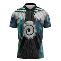 Aotearoa Korowai Motif Zipper Polo Shirt Maori Koru Poutama - Aussie Hoodie