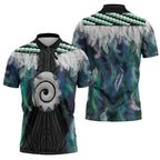 Aotearoa Korowai Motif Zipper Polo Shirt Maori Koru Poutama - Aussie Hoodie