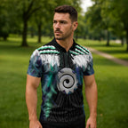 Aotearoa Korowai Motif Zipper Polo Shirt Maori Koru Poutama - Aussie Hoodie