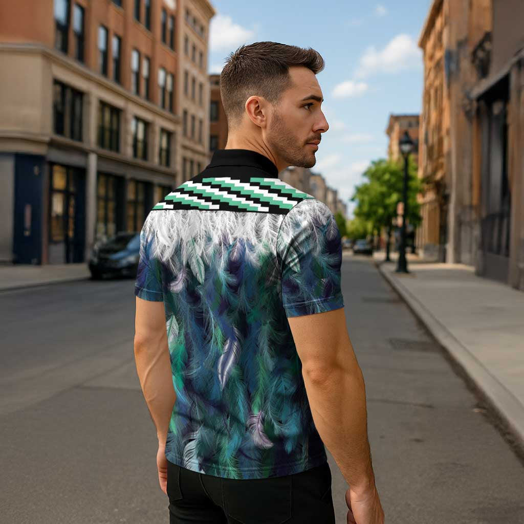 Aotearoa Korowai Motif Zipper Polo Shirt Maori Koru Poutama - Aussie Hoodie