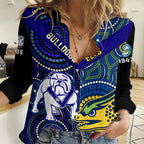 Personalised Bulldogs Mix Parramatta Eels Rugby Women Casual Shirt Aboriginal Version LT14