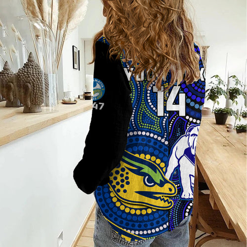 Personalised Bulldogs Mix Parramatta Eels Rugby Women Casual Shirt Aboriginal Version LT14