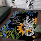 Australia Autism Awareness Area Rug Brave Strong Aussie Lizard Aboriginal Art