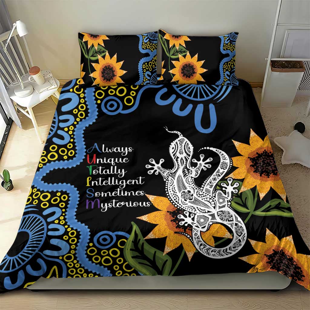 Australia Autism Awareness Bedding Set Brave Strong Aussie Lizard Aboriginal Art