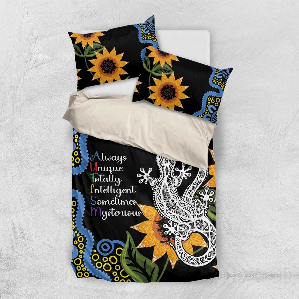 Australia Autism Awareness Bedding Set Brave Strong Aussie Lizard Aboriginal Art