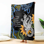 Australia Autism Awareness Blanket Brave Strong Aussie Lizard Aboriginal Art