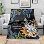 Australia Autism Awareness Blanket Brave Strong Aussie Lizard Aboriginal Art