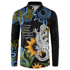 Australia Autism Awareness Button Sweatshirt Brave Strong Aussie Lizard Aboriginal Art
