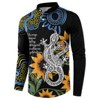 Australia Autism Awareness Button Sweatshirt Brave Strong Aussie Lizard Aboriginal Art
