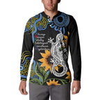 Australia Autism Awareness Button Sweatshirt Brave Strong Aussie Lizard Aboriginal Art
